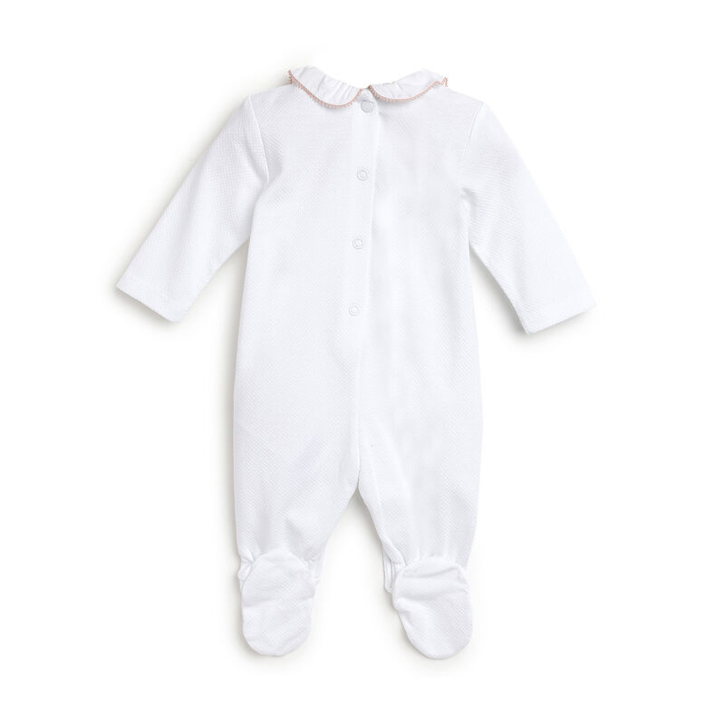 Girls White Applique Leg Opening Babysuit image number 1